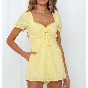 Worn Once Yellow Puffed Sleeve Romper